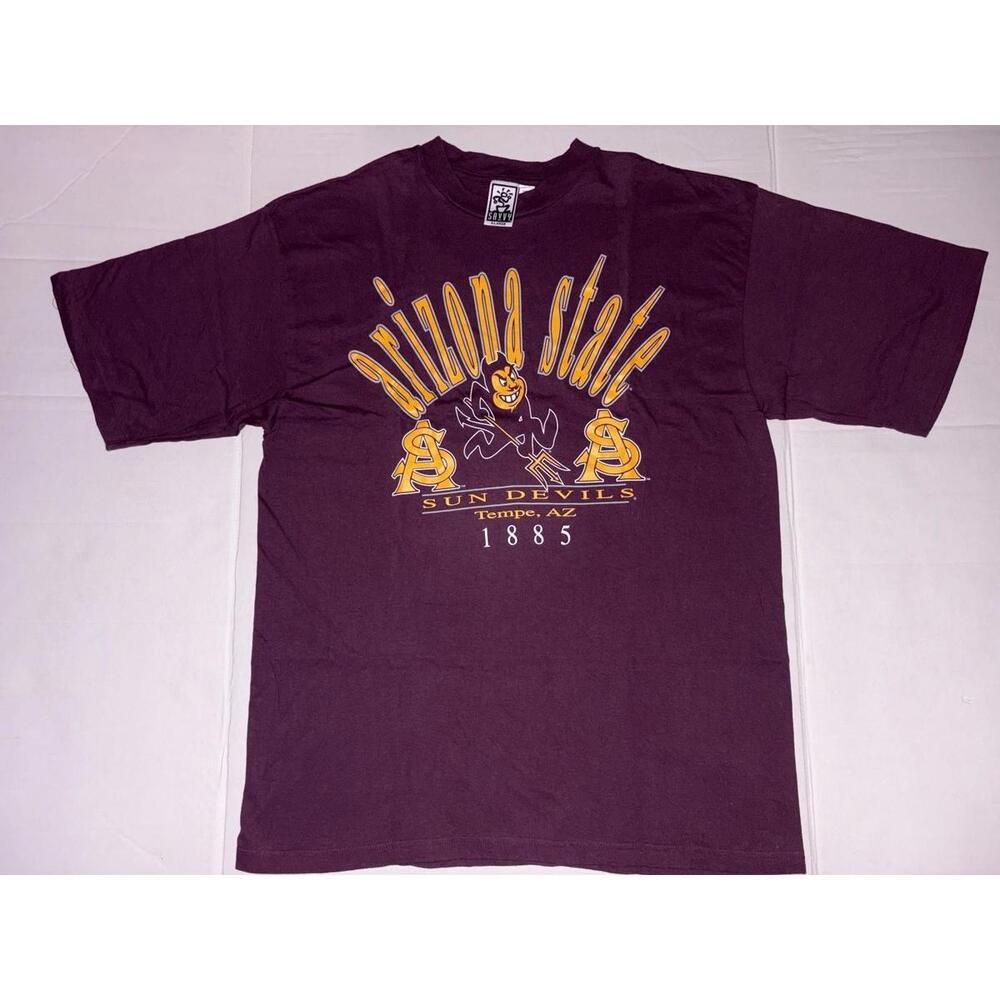 Arizona State Sun Devils Shirt Mens XL Burgundy Red 100% Cotton Short Sleeve